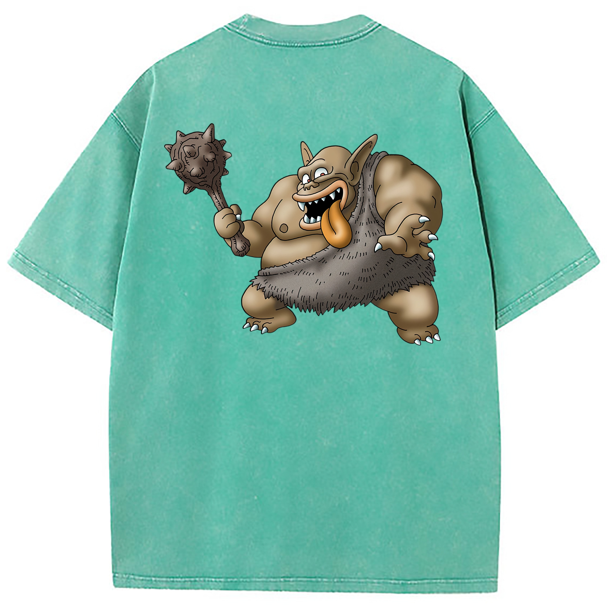 （画像用） ドラゴンクエスト Doragon Kuesuto Dragon Quest 綿100% ヴィンテージ風 半袖Tシャツ（背面プリント）